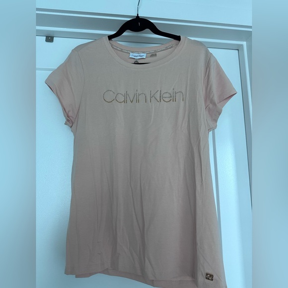 Calvin Klein Women's Light Pink Short Sleeve Tee - Picture 1 of 4